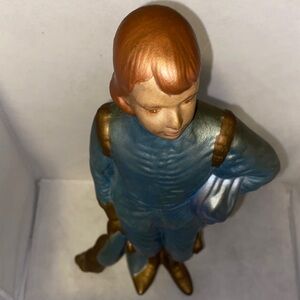 Vintage 1979 Figurine with Blue Boy and Gold Accents